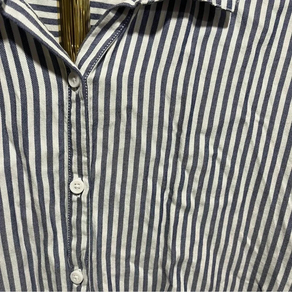 BEACH LUNCH LOUNGE ~ Bundle of Two Large Striped Rayon Lyocell Tops Green Blue - Picture 15 of 15